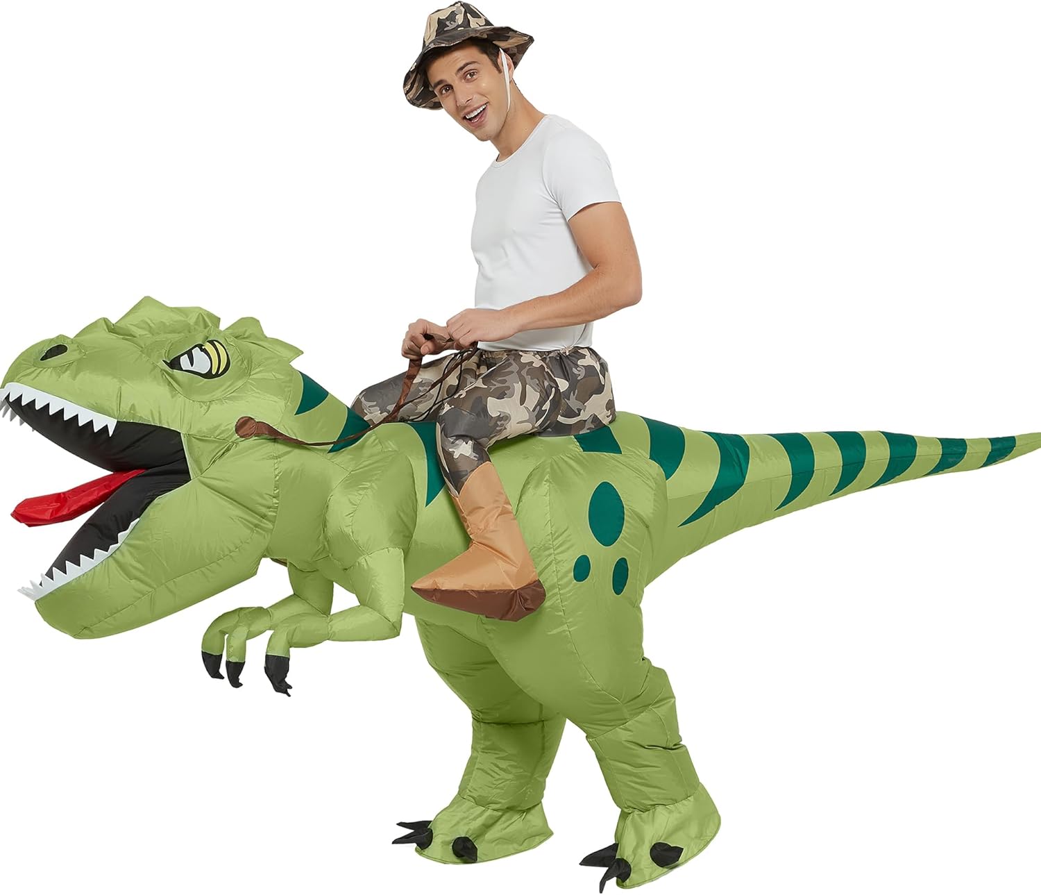 One Casa Inflatable Dinosaur Costume Riding T Rex Air Blow up Funny Fancy Dress Party Halloween Costume for Adult