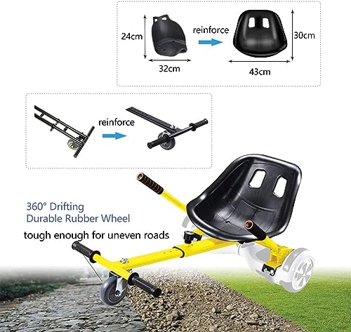Hoverboard Seat Attachment for 6.5”-10” Hover Board, Buggy Go Kart Conversion Kit, Accessory for Self Balancing Scooter, Hoverboards Go-Cart for Kids or Adults