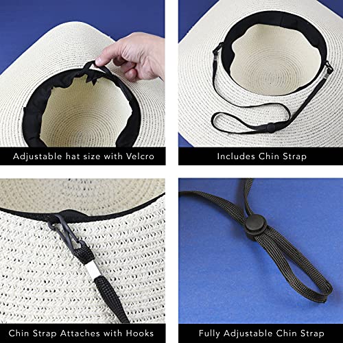 Women Floppy Sun Hat with Wide Brim—Foldable Roll-Up Straw Beach Hat UPF 50