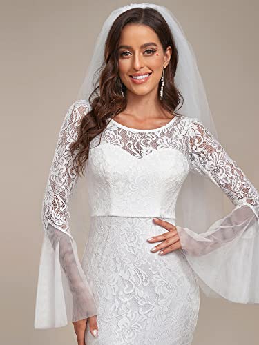 Ever-Pretty Women Sweetheart Illusion Neckline Lace Applique Bodycon Mermaid Wedding Dress 90354