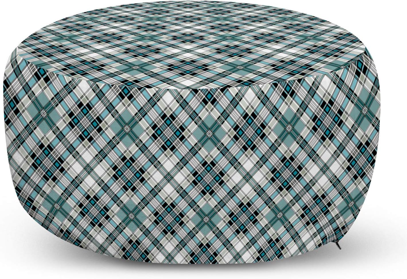 Ambesonne Checkered Pouf Cover with Zipper, Vintage Fashion English Country Style with Modern Look in Soft Colors, Soft Decorative Fabric Unstuffed Case, 30
