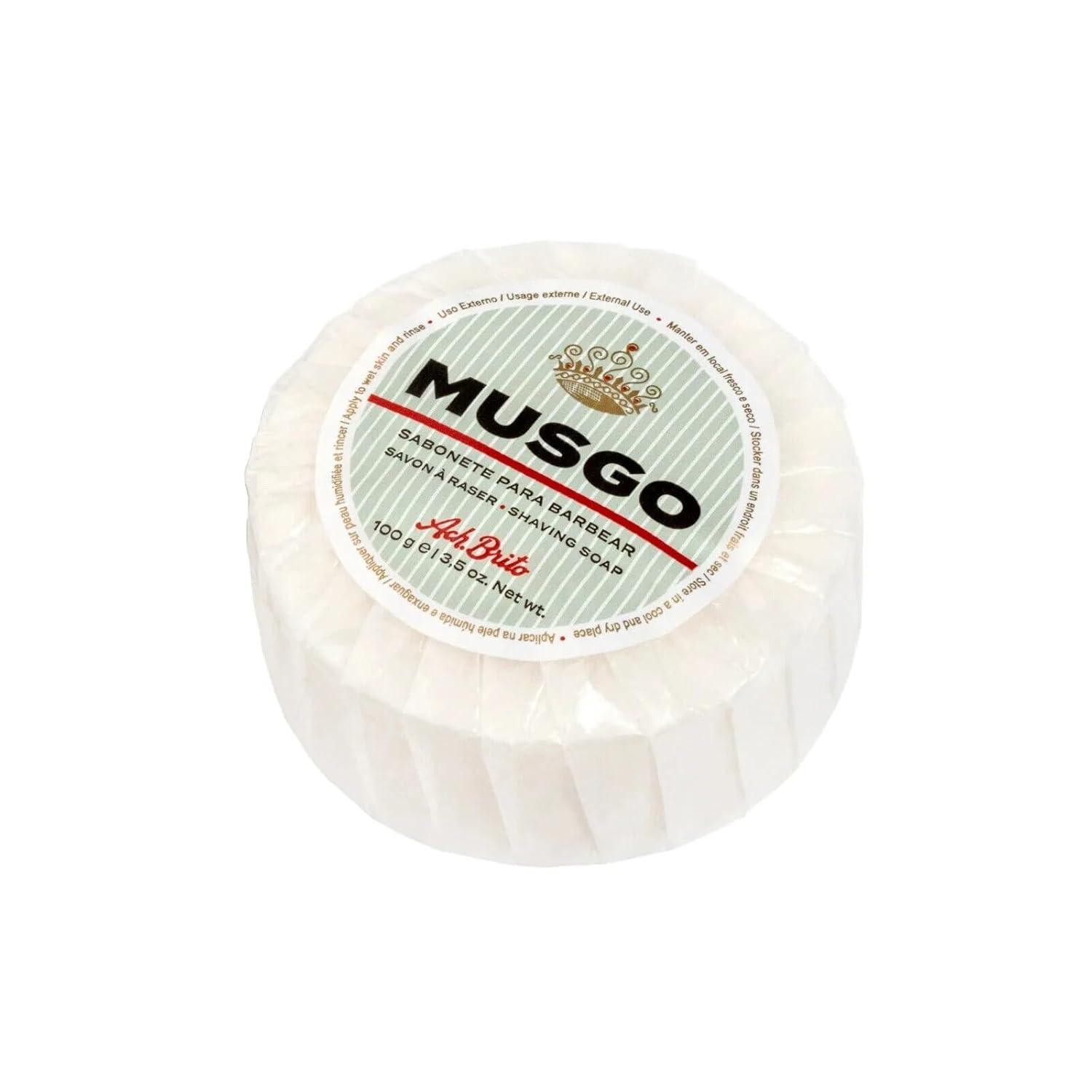 Musgo Shaving Soap, 100g - Made in Portugal, Natural Ingredients, Smooth Shave - Classic Bar Soap for Men - Traditional Portuguese Grooming Essential, White