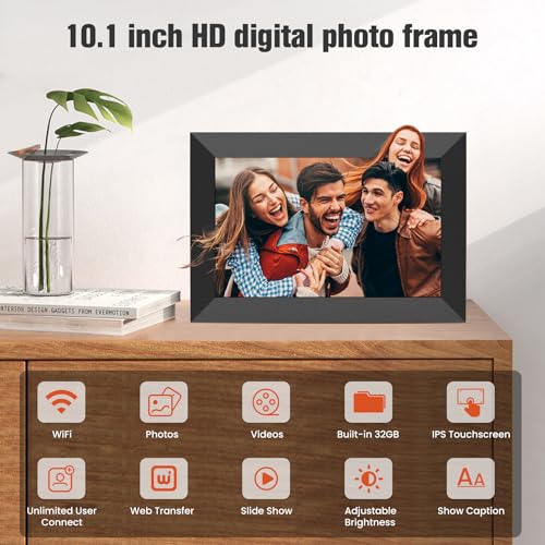 BIGASUO 10.1 Inch WiFi Digital Picture Frame, IPS HD Touch Screen Cloud Smart Photo Frames with Built-in 32GB Memory, Wall Mountable, Auto-Rotate, Share Photos Instantly from Anywhere 2-Pack