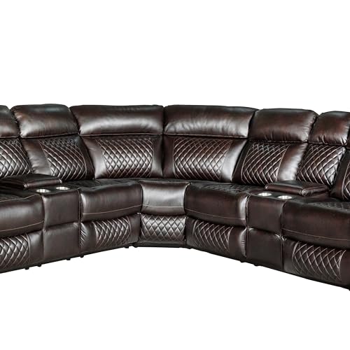 AC Pacific Infinity 3 Piece Transitional Faux Curved Living Room Reclining Sectional, Grey