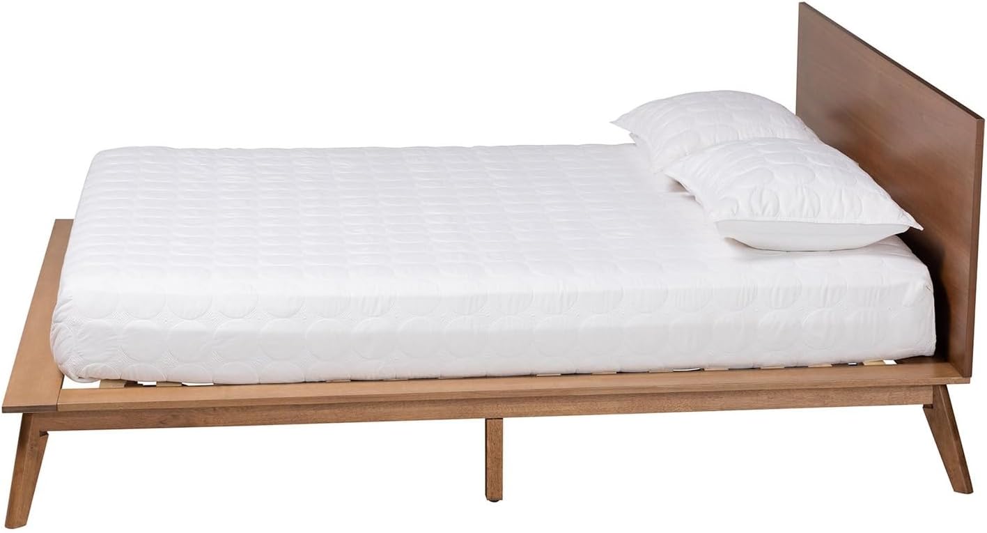 Baxton Studio Wheatley Wood King Size Platform Bed in Walnut Brown