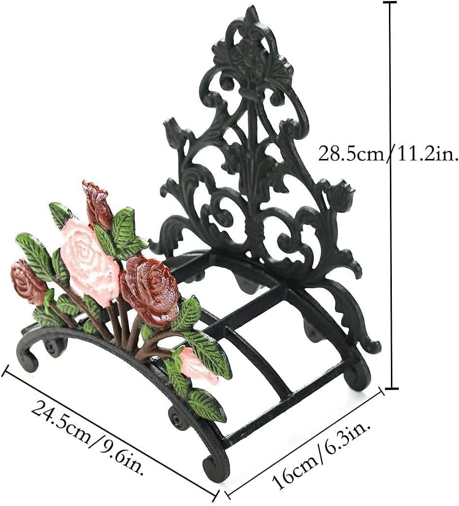 Heavy Duty Cast Iron Garden Hose Holder - Wall Mounted Water Hose Hanger - Antique Emblem Decorative Hose Reel - Water Hose Rack Butler Storage Methods Wall Decor Holder Garden Hose