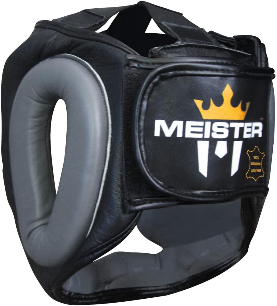 Meister Gel Full-Face Training Head Guard for MMA, Boxing & Muay Thai - Black/Charcoal - Small/Medium