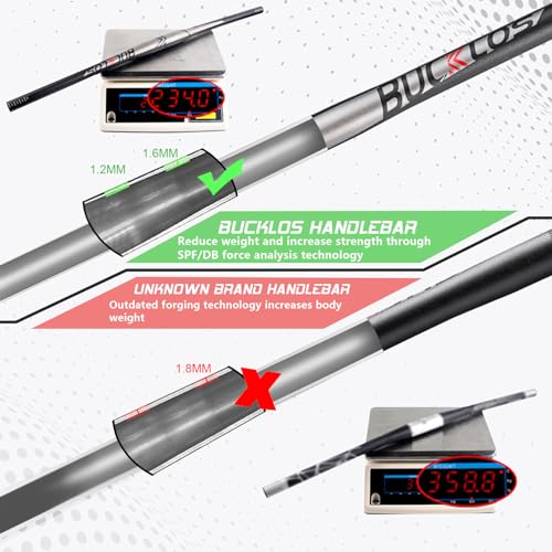 BUCKLOS 25.4/31.8mm Mountain Bike Handlebars Flat/Riser Bar, Aluminum Alloy MTB Handlebar 660/720/780mm, Premium Matter Mount Bikes Bicycle Handle Bar