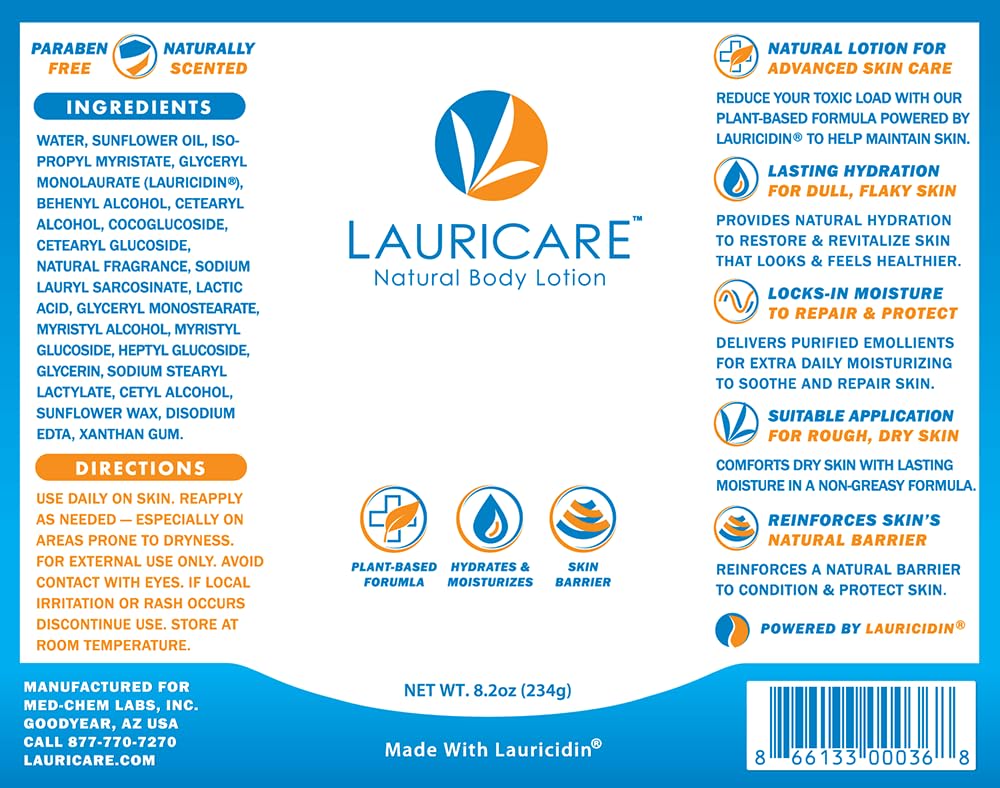 Natural Body Lotion Made With Lauricidin for Dry Skin
