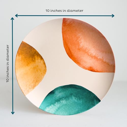 Nook Theory Bamboo Fiber 4-Pack Dinner Plates, Reusable, Shatterproof, Food-Grade, Dishwasher Safe, Lightweight, Sustainable - Kids Plates, Picnicware