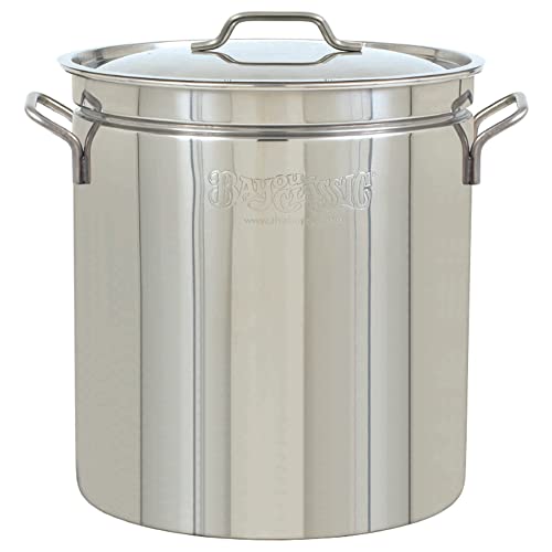 Bayou Classic 1044 44-qt Stainless Stockpot Features Heavy Welded Loop Handles Vented Lid Perfect For Boiling Shrimp Seafood Vegetables Tamales and Peanuts