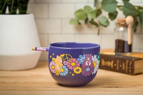 Silver Buffalo Sanrio Gudetama Lazy Egg Poses Top Ramen Nissin Top Ramen Ceramic Ramen Noodle Rice Bowl with Chopsticks, Microwave Safe, 20 Ounces