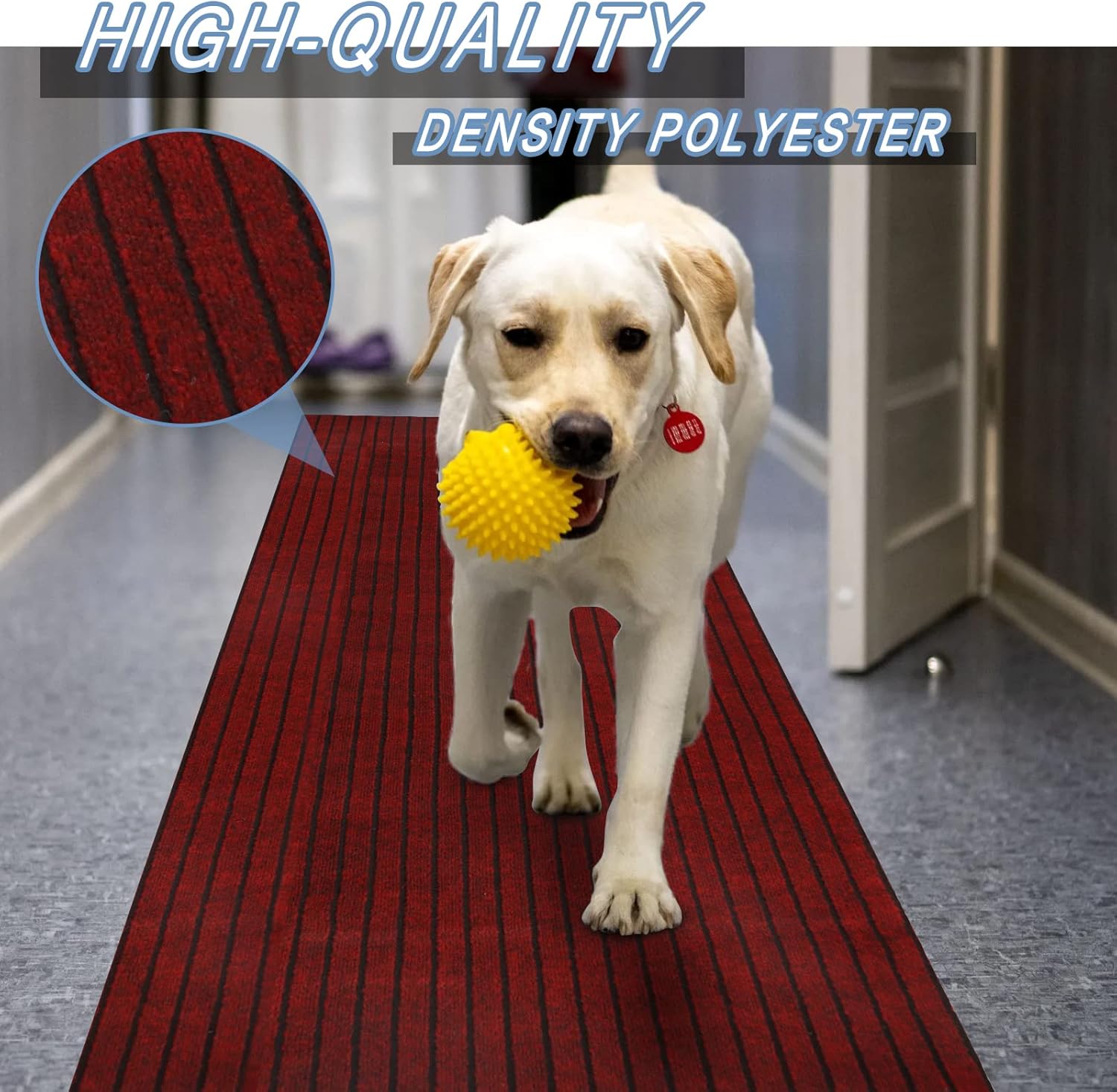 Runner Rugs 3' x 10' Indoor Outdoor Carpet Runner, Area Rugs with Anti-slip Rubber Backing for Aisle Hallway Balcony Garage Entryway Stair, Red Stripe