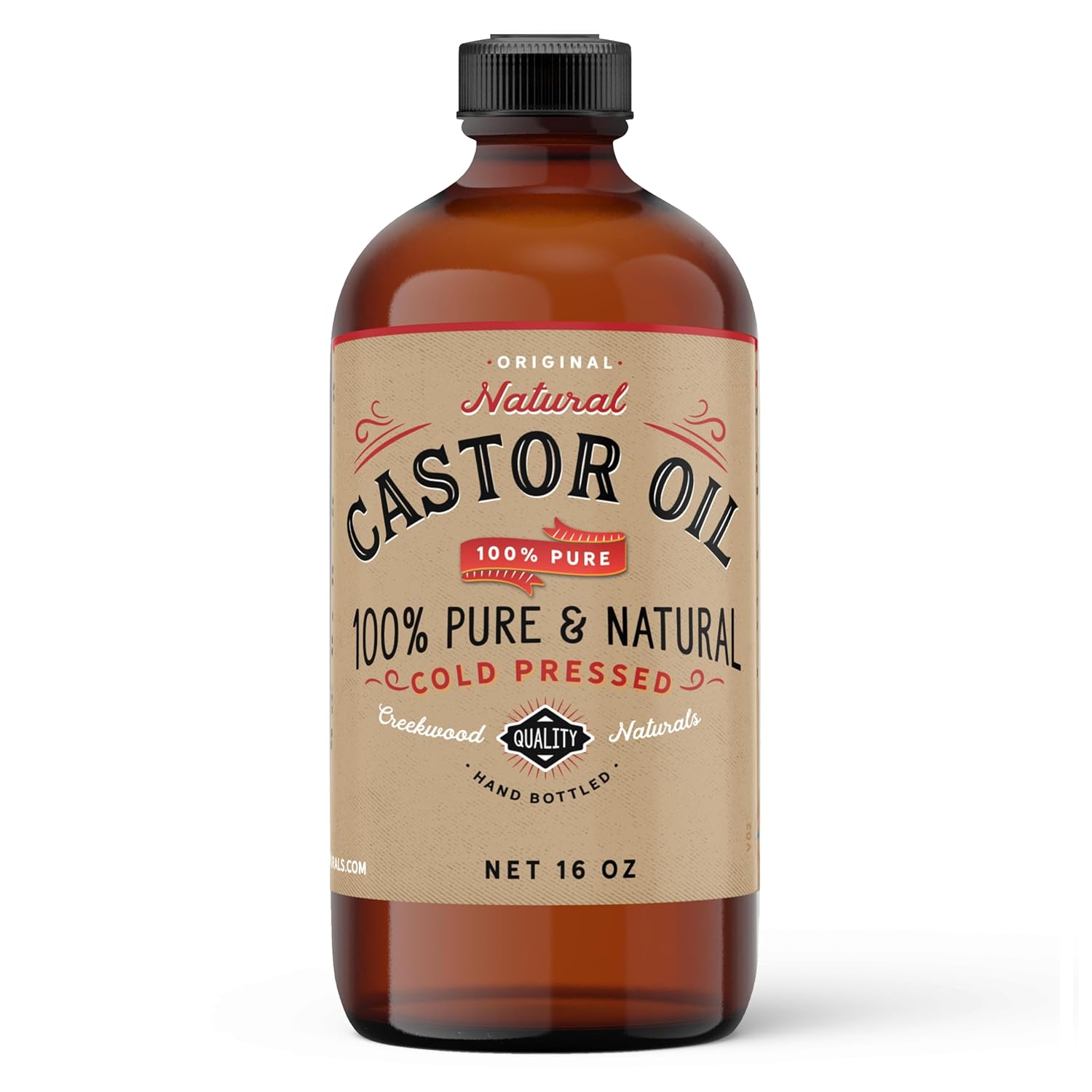 Castor Oil, 100% Pure Cold Pressed Hexane Free, In Glass Bottle