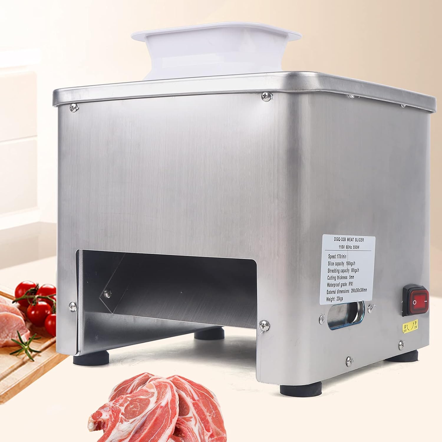 Commercial Meat Cutter Machine,550W Electric Vegetable Slicer Food Strips Cubes Cutting Machine 350lb/h Stainless Steel Blades Bone Saw Machine,Beef Meat Cube Dicer for Meat Cucumbers Potatoes