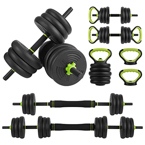 4-in-1 Adjustable Dumbbells Set Barbell Kettlebells Push-Up-Stand 50 Pounds For Home Gym Fitness Exercises