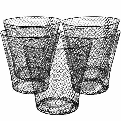Wire Mesh Round Waste Basket, 9 inch Wide Trash Can Wire Basket, Lightweight Mesh Trash Can Open Top Wastebasket Recycling Bins Desk Office School Garbage Cans Home Office Essential (1PC-Black)