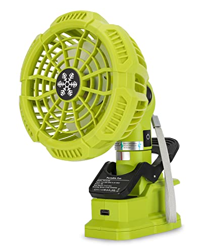 Taingwei Cordless Fan with Remote for Ryobi 18v Battery,Portable Fan with 3 Energy Efficient Speed Settings and Dimmable Led Light (TOOL ONLY)
