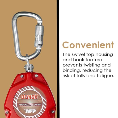 AFP Demon 11 FT Single Leg Self-Retracting Lifeline Web Lanyard Retractable | Steel Locking Snap Hook | Safety Yoyo | Fall Protection Arrest Limiter | Construction Industrial | OSHA & ANSI Rated SRL