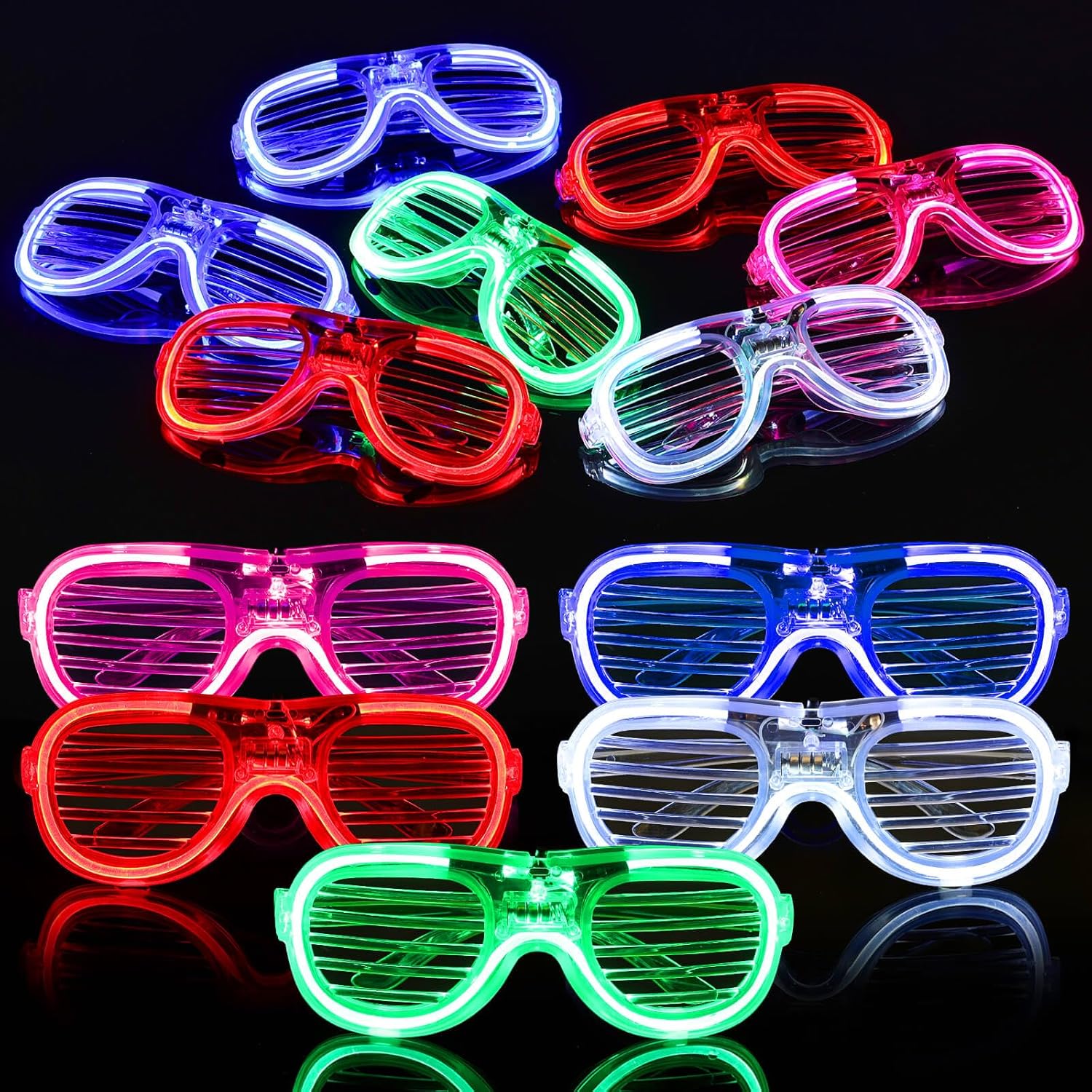 25 Packs LED Glasses Party Favor Bulk, Light Up Glasses 5 Neon Colors Glow In The Dark Party Supplies Favor Toy for Kids & Adults Fit All Size, Cosplay Birthday Holiday Concerts Wedding Carnival