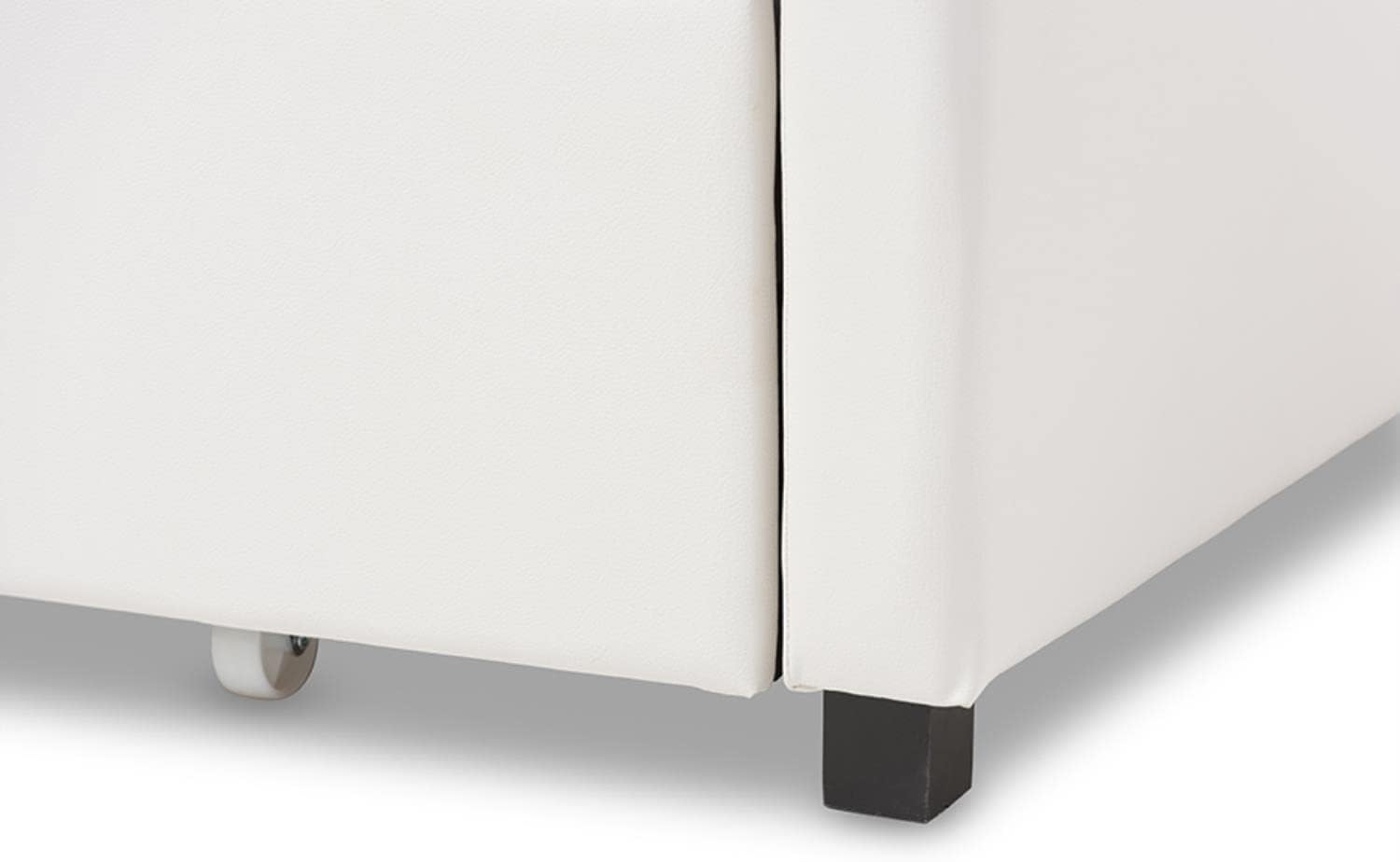 Baxton Studio Vera Faux Leather Twin Daybed with Trundle in White