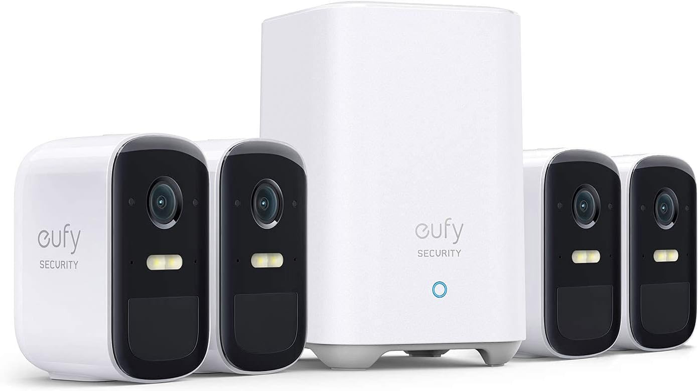 eufy Security, eufyCam 2C Pro 4-Cam Kit, Wireless Home Security System with 2K Resolution, HomeKit Compatibility, 180-Day Battery Life, IP67, Night Vision, and No Monthly Fee. (Renewed)