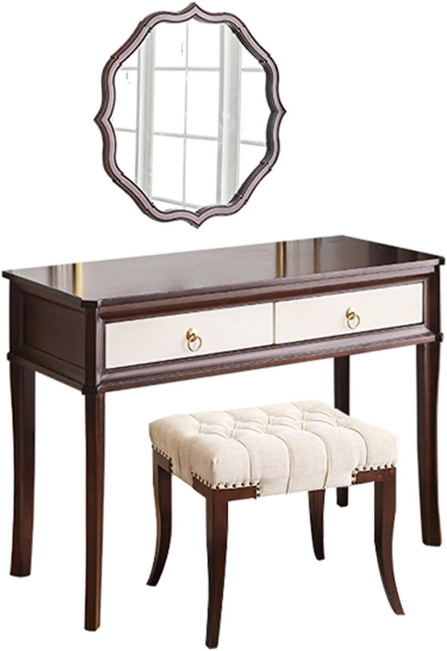 Vanity Table Set Dressing Table, Vanity Makeup Table Set with Mirror,Dressing Table with Cushioned Stool