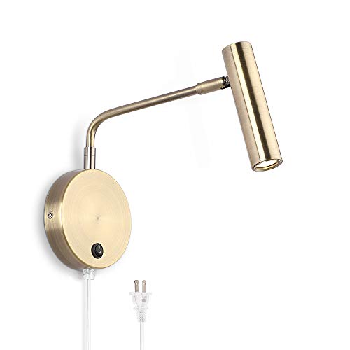 Joossnwell Wall Mounted Lamp, Sconce Light with Plug in Cords Wall Reading Light with Switch for Living Room Bedroom Warm White 3000K