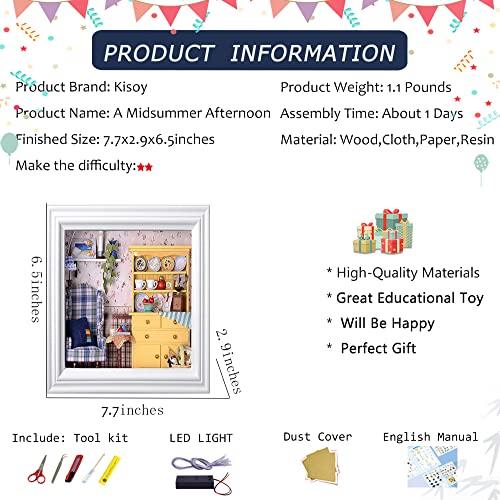 Kisoy Dollhouse Miniature with Furniture Kit, Handmade Frame Style DIY House Model for Teens Adult Gift (A Midsummer Afternoon)