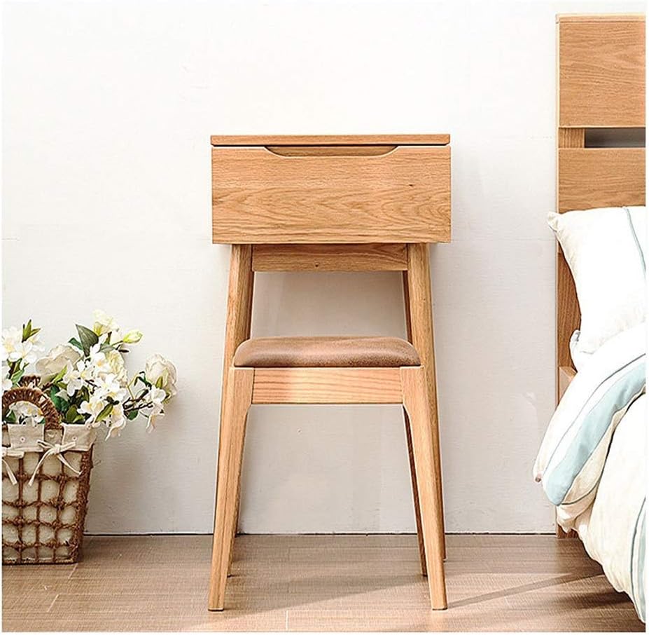 Vanity Table Set Makeup Dresser,Wooden Makeup Dressing Table with Drawers, Elegant Shape Design Crystal Knobs (Walnut Single Table