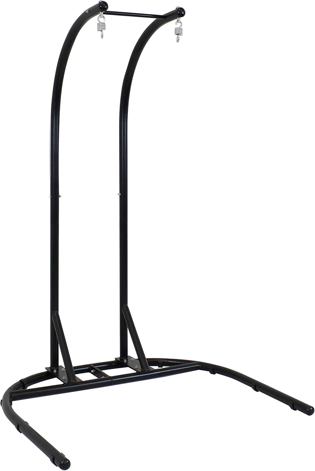 Sunnydaze Deluxe Steel U-Shape Hanging Egg Chair Loveseat Stand -Indoor/Outdoor - Powder-Coated Black Finish - 76 Inches Tall
