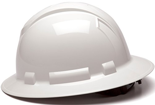 Pyramex - HP54110 Ridgeline Full Brim Hard Hat, 4-Point Ratchet Suspension, White (Pack of 4)