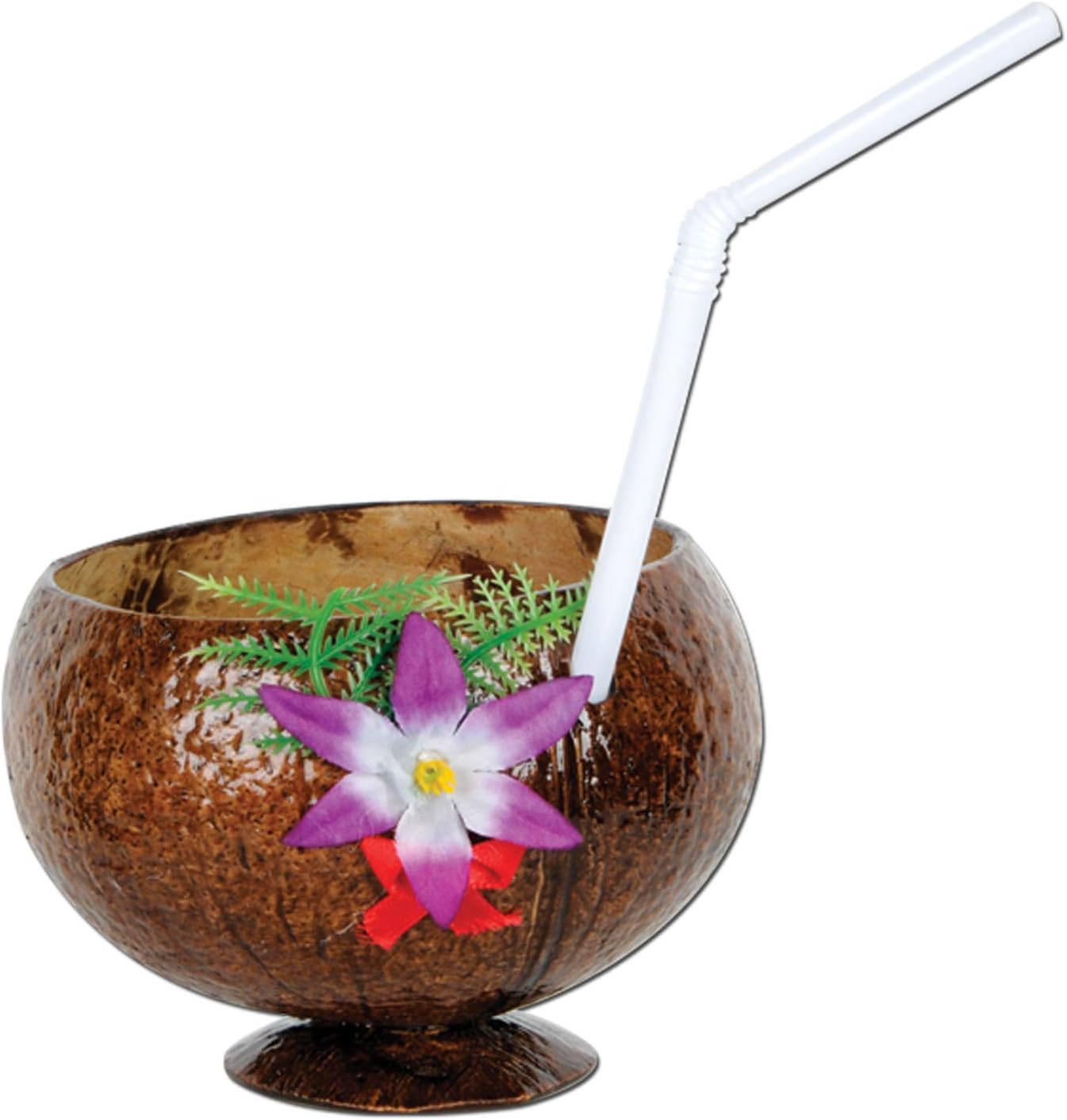 Coconut Cup (flower & straw included) Party Accessory  (1 count) (1/Pkg)