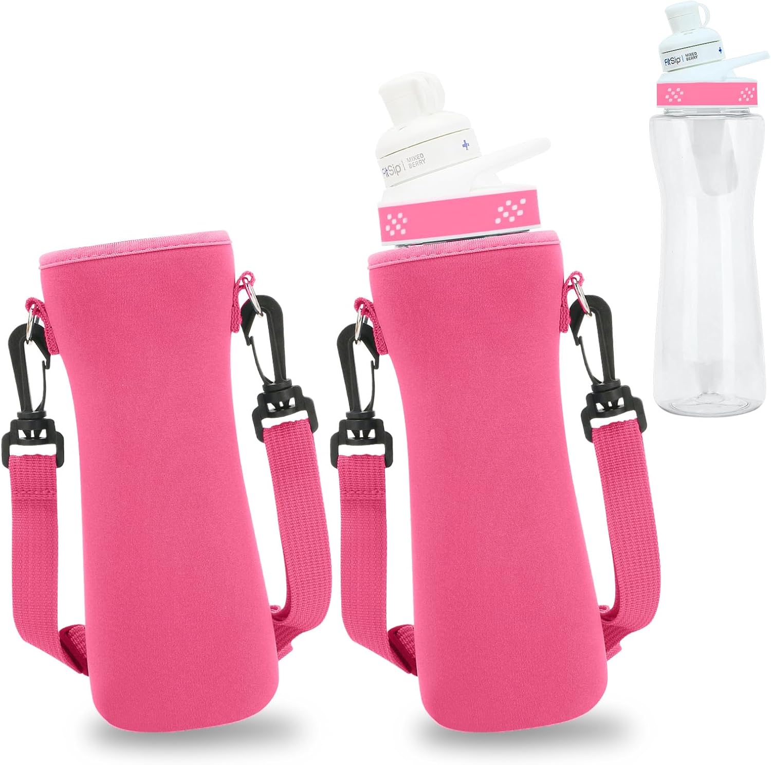 32oz Sleeve For Cirkul Water Bottle, 2Pcs Water Bottle Sleeve Fits Cirkul 32oz Plastic & Stainless Steel Bottles, Neoprene Insulated Water Bottle Cover for Retaining Temperature (Pink)