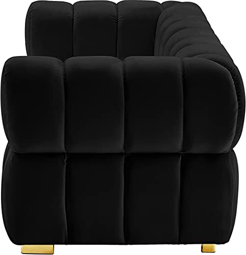 Meridian Furniture Gwen Collection Velvet Upholstered Loveseat with Deep Biscuit Tufting, Navy