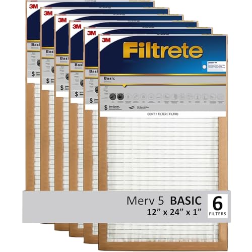 Filtrete 20x25x1 Air Filter, 3M MERV 5 HVAC AC Furnace Filter Replacement, 6-Pack (Actual Size 19.69x24.69x0.88 in)