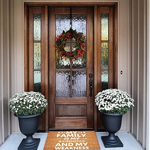 Welcome Mats Outdoor Quote Sayings Letters Natural Doormat Rustic Non Slip Rubber Back I Stay in Turn with My Family And Gods Coir Doormat Perfect for Indoor And Outdoor Use Welcome Home Gifts 24x36in