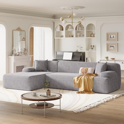 Large L-Shape Modular Sectional Sofa - 2 Piece Free Combination Chenille Modern Sofa Couch for Living Room, Bedroom and Salon, Simplified Style (Grey)