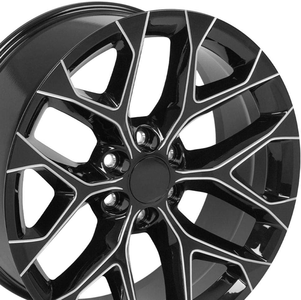 OE Wheels LLC 22 inch Rim Fits 6x139.7 Silverado Suburban Tahoe Sierra Yukon Escalade CV98B 22x9 Black with Milled Edge Wheels Hollander: 5668