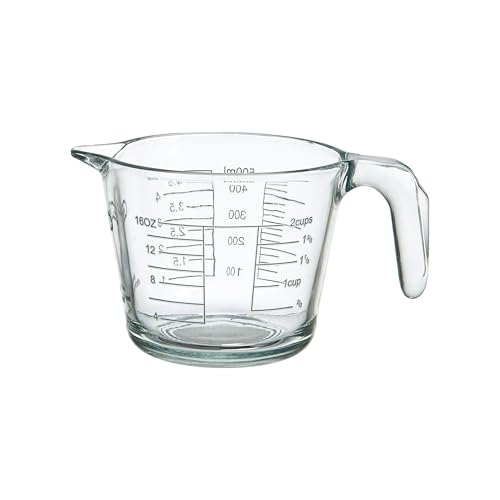 Farberware 2-Cup Borosilicate Glass Wet and Dry Measuring Cup with Oversized Measurements, Clear