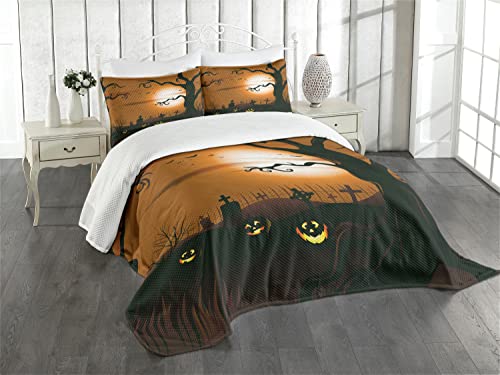 Ambesonne Money Bedspread Set, Hundred Dollar Bill Century Note Design American Currency Style Frame Pattern, 3 Piece Decorative Bedding Coverlet and 2 Pillow Shams, Queen Size, Pale Green Grey