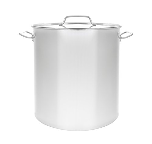 CONCORD Polished Stainless Steel Stock Pot Brewing Beer Kettle Mash Tun w/Flat Lid (30 QT)