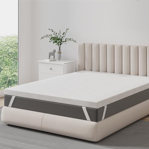 BedStory 4 Inch Memory Foam Mattress Topper Queen Size,Firm Mattress Topper for Back Pain & Support,Special Cool Feeling Material Cover,Bed Topper with 2-Layer Ventilated Design,CertiPUR-US Certified