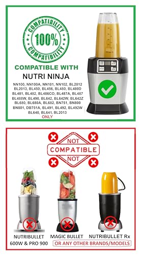 Blendin 24oz Large Tall Cup with Sip N Seal Lid Replacement Jar, Compatible with Nutri Ninja Auto IQ & Duo Blenders - Premium Blender Replacement Cups - Cup Diameter is 4