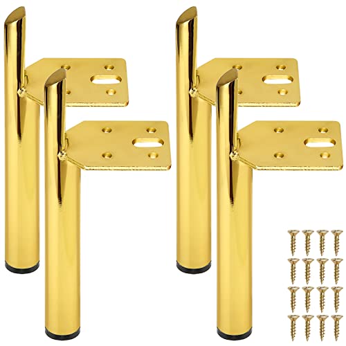 Metal Furniture Legs Set of 4, Heavy Duty Support Coffee Table Desk Legs Couch Feet, Replacement Straight Foot with Rubber Floor Protectors for Sofa Dresser TV Stand Cupboard (7