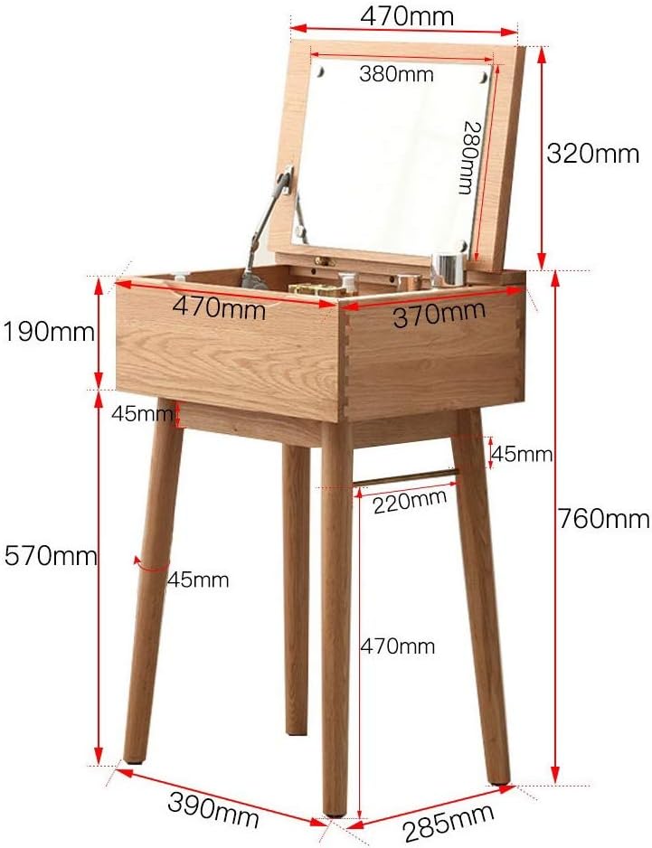 Vanity Table Set Makeup Dresser,Wooden Makeup Dressing Table with Drawers, Elegant Shape Design Crystal Knobs (Walnut Single Table