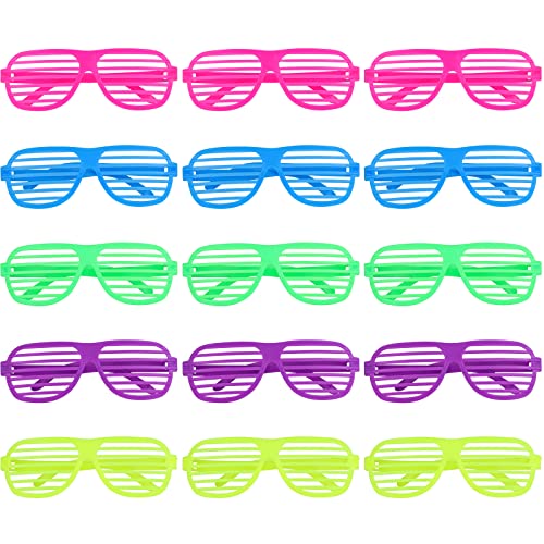15 Pack Light Up Glasses 5 Colors Glow in The Dark LED Glasses Party Supplies for Kids Adults 80s Shutter Shades Neon Party Favors