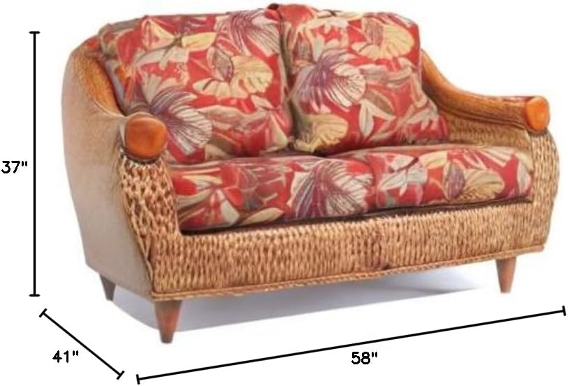 Rattan and Hyacinth Living Room Furniture Loveseat (#1561-RS)