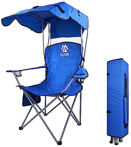 Camp Chairs with Shade Canopy Chair Folding Camping Recliner Support with Carrying Bag, Multi-Color