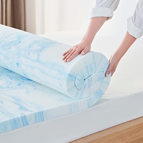 LINSY LIVING 4 Inches Memory Foam Mattress Topper Full, Cooling Gel-Infused Swirl Memory Foam for Back Pain, Bed Topper Full, CertiPUR-US Certified, Full Size